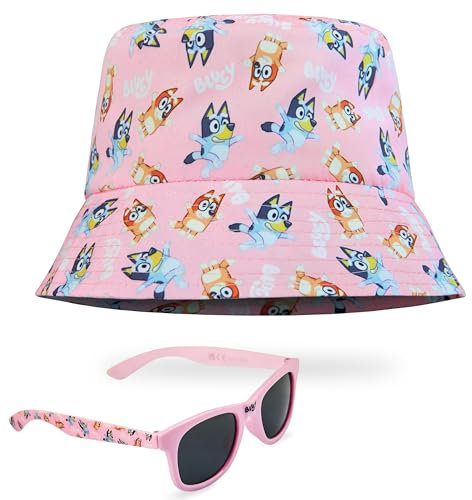 BlueY Bucket Hat & Sonnenbrille Kinder Set mit UV Schutz für Sommer, Strand - Mädchen Geschenke