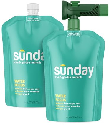 Sunday Water Focus - Fertilizer for Drought Season - Perfect for Dry, Hot Climates - Soil Water Retention - Supports Sustained Growth - 2 Pack, 42 Fl Oz