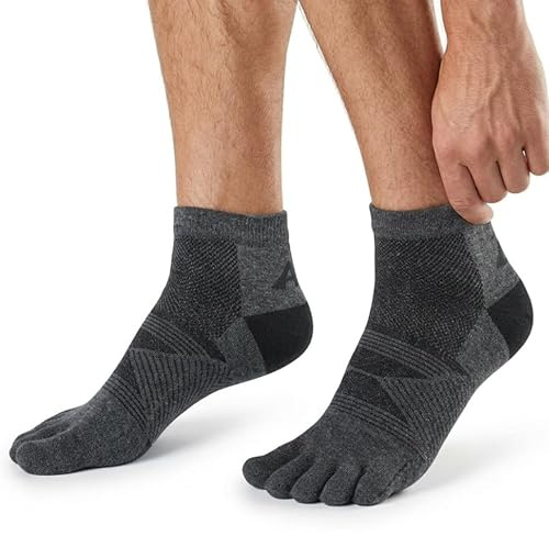 Merino Wool Toe Socks (2 Pair) for Men & Women – Durable Blister Prevention Hiking & Running Socks – Ankle Fit (L)