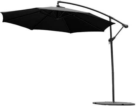 Harrier 3m Cantilever Parasol – Adjustable 3m Outdoor Patio Umbrella, Weather-Resistant Canopy | Optional LED Solar Lights & Bases [5 Colours] (Black, Parasol Only)