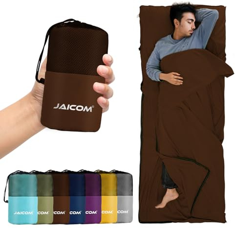 JAICOM stugsovsäck, ultralätt sidensovsäck för resor, bekväm och mjuk sovsäck liten mikrofiber, perfekt för sommar, backpacking, hotell och stuga