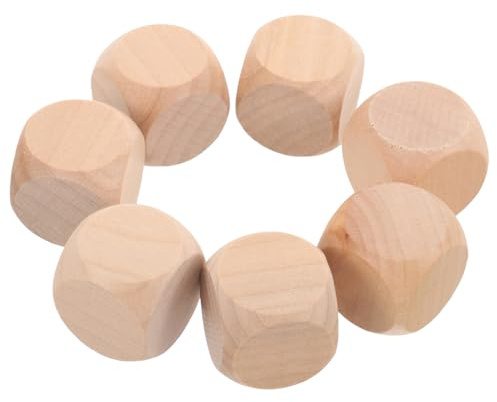 NUOBESTY Lot de 20 Set de Set de Dés Vierges en Bois Massif Carré pour Bricolage DIY Coins Arrondis, pour Jeux de Société et Projets Créatifs