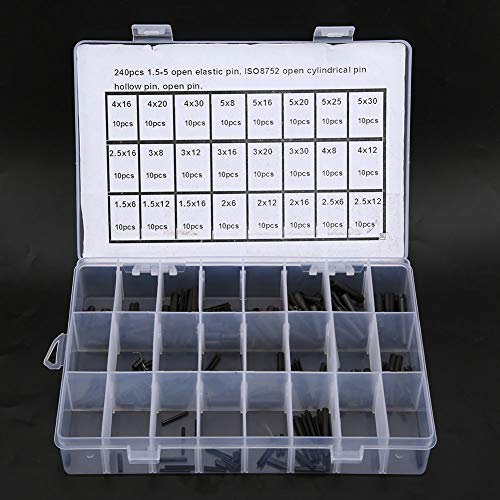 240 Pièces de Goupille Cylindrique élastique en Acier au Carbone Pièces de Positionnement Creuses 1.5,5, Généralement Utilisées pour Verrouiller des Pièces ou Effectuer