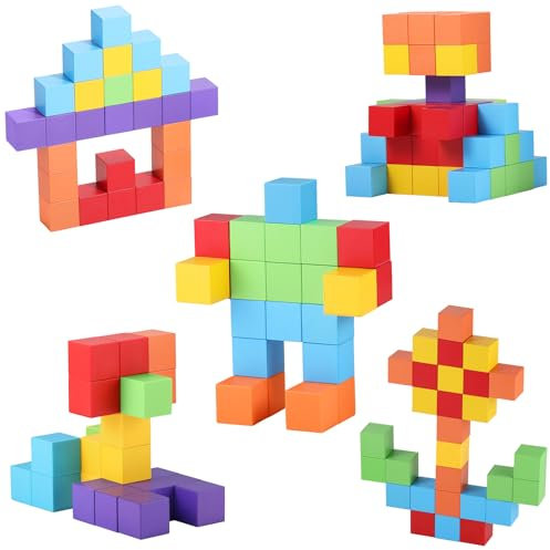 GAGAKU Magnetische Bausteine Spielzeug 30 Stück Magnetische Bauklötze Kinderspielzeug Magnetisches Bauspielzeug Puzzlebaustein für Kinder Jungen Mädchen ab 18 Monaten+