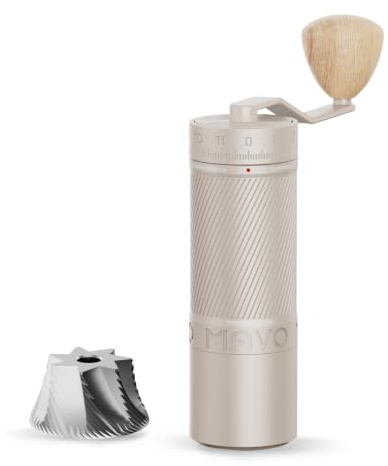 MAVO Manual Coffee Grinder, Phantox Pro Burr Coffee Grinder, Professional 45mm Stainless Steel Grinding Core, Capacity 30g, 120 Clicks Adjustment, Hand Grinder (Starlight Silver)