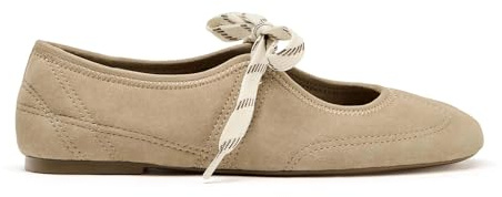 DOEYG Suede Ballet Flats Shoes for Women Lace up Ballerinas Round Toe Mary Jane Flats Dressy Casual Comfortable Cute Shoes