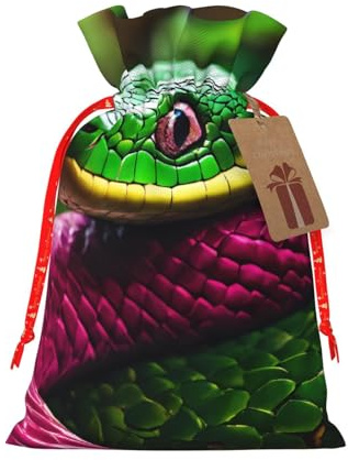Bolsas de regalo de Navidad con estampado de serpiente verde con cordón, saco festivo de Navidad, fiesta de cumpleaños, embalaje de regalo