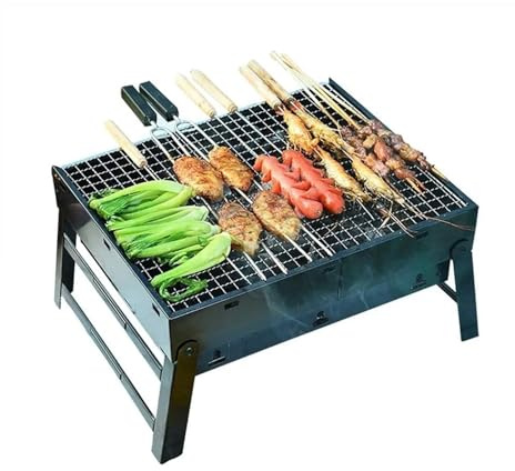 1Set Barbecue Charcoal Stove Portable Foldable Steel BBQ Grills for Outdoor Grilling Cooking Camping Hiking Picnics Tailgating