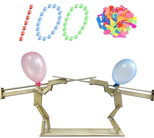 Holz Fechten Puppen Spiel, Ballon-Bambus-Mann-Schlacht, Ballonschlacht Mit 100 Luftballon, Rasante Ballonschlacht Für 2 Spieler, Holzkämpfer Mit Ballonkopf Tabletop Spiele, Für 12+