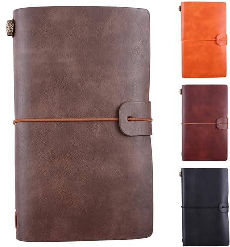 OPPLESIN Taschen-Reisebuch Notizbuer, Nachfüllbares Leder-Reisetagebuch für Männer & Frauen, Notebooktasche für Field Notes, 4.72 x 8.78 Inch(Marrone)