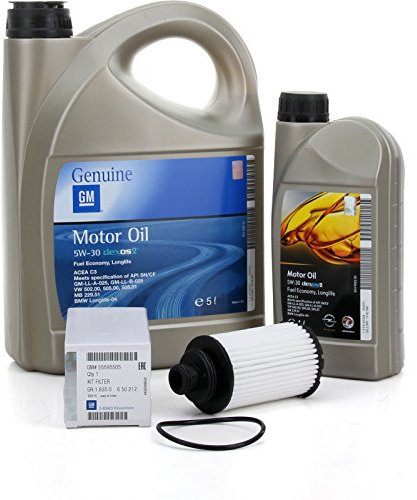 Filter-Kit + Motoröl von GM General Motors, Opel-Motoröl 5W-30, 6 l (Opel Insignia, Zafira Tourer, Cascada) für 2.0 CDTI-Motoren ab dem Baujahr 2014