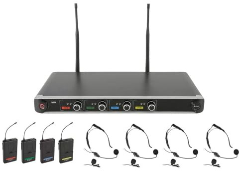 Chord | Quad UHF Wireless Microphone System | 4 x Neckband/Tie Clip