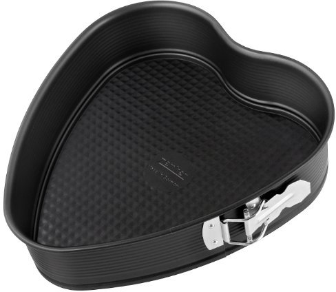 Zenker Moule à gâteau en Forme de cœur avec Fond Plat pour la Saint-Valentin ou Le Mariage Noir 24 x 28 cm