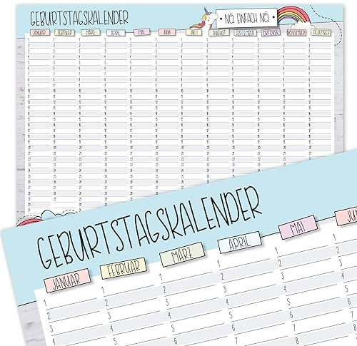 Geburtstagskalender Einhorn Nö. Einfach nö I DIN A3 I jahresunabhängig I Dauerkalender für Mädchen, Frauen, WG, die ganze Familie I dv373