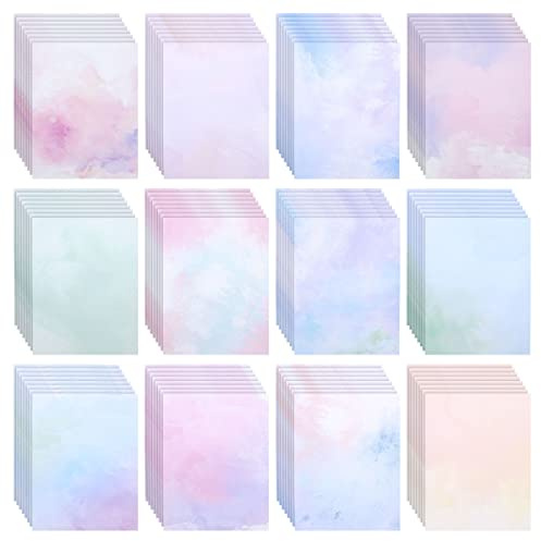 Paper Junkie Scrapbook Paper - 96 Double-Sided Sheets, 8.5 x 11 In - Pastel Watercolor Printer Paper - Cardstock for Crafts, Letter Writing & Stationery