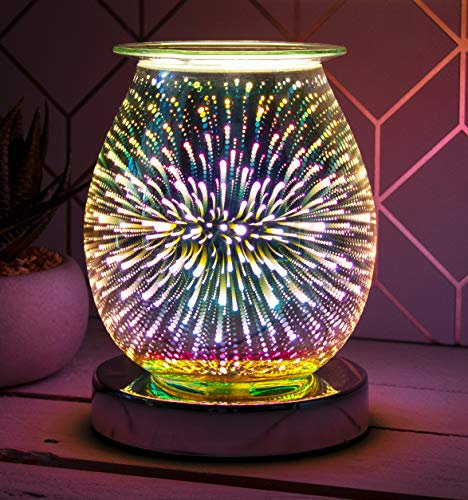 eScential Living Touch Sensitive 3D Glass Electric Oil Burner – Wax Melter –Wax Melts Burner - Amazing Scents To Fill Your Home