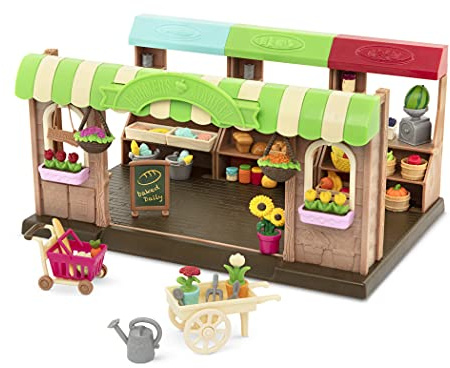 Li'l Woodzeez - Marché de producteurs Hoppin' - Magasin de Jouets - Meubles et Accessoires pour Jouets - Jeu pour Enfants - Jeu de Figurines - 3 Ans et +