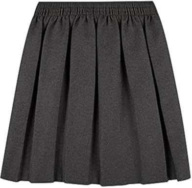 MOLLY MALOU Jupes d'uniforme scolaire pour filles, retour à l'école, jupes plissées boîte, jupes élastiquées rondes, 2-16 ans, gris, 11-12 ans
