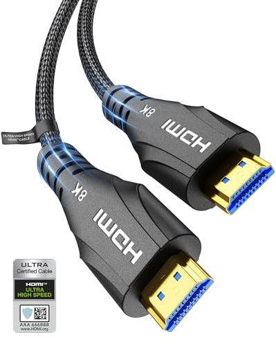 Cratree HDMI Cable 15FT Long - Certified 8K Ultra High Speed HDMI Cable,48Gbps Braided HDMI Cord,8K 60hz,4K 120hz,eARC,HDCP 2.2&2.3 - Compatible for HDTV/PS5