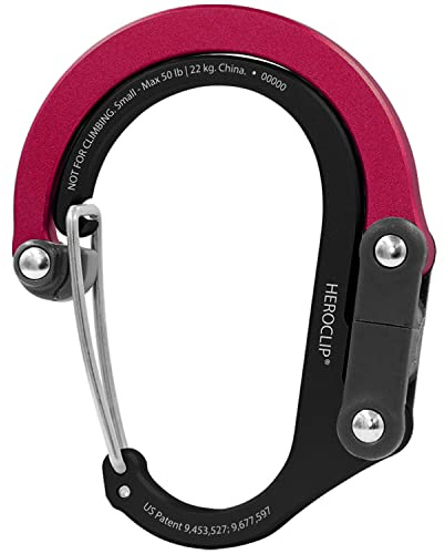 Gear AID HEROCLIP Karabinerclip und Haken (Klein) für Geldbörse, Kinderwagen und Rucksack, Schwarz & Rot