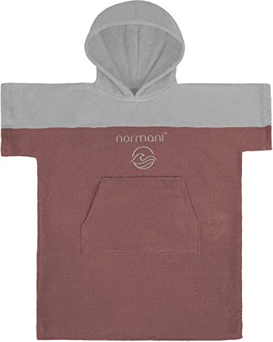 normani Kinder Badeponcho - Strandponcho aus Bio-Baumwolle - Handtuch-Poncho mit Kapuze für Jungen und Mädchen von 0-13 Jahren - Bademantel aus schadstofffreiem Material Farbe Rosa Größe 6-9 Jahre