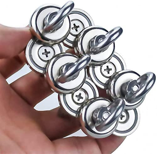 FINDMAG 16 Stück Magnethaken Extra Stark, Magnet mit Gewinde, Magnete mit Haken, Magnet Sehr Stark, Haken Magnetisch, Magnete mit für den Innen - oder Außenbereich - 25 mm