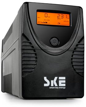 SKE UPS Gruppo Continuità 1250VA/360W Backup & Surge Protector UPS Gruppo di Continuità per Computer Router Modem