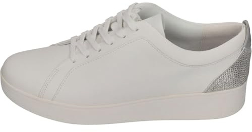 Fitflop Rally Crystal Backtab Baskets en Cuir pour Femme, Urban White Silver, 36 EU