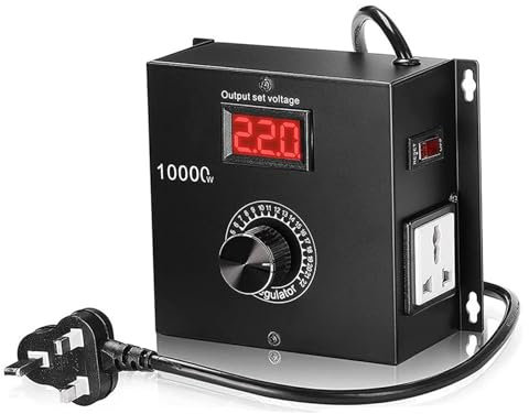 CISSIYOG Electronic Voltage Regulator 10000W High-Power AC 0V-220V Variable Voltage Converter Transformer, Single Phrase Motor Fan Speed Controller SCR Voltage Regulator for Light Fan-UK PLUG
