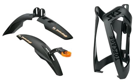 SKS GERMANY Kinder Schutzblech Rowdy, schwarz, 20-24 & TOPCAGE BLACK Flaschenhalter für Fahrräder