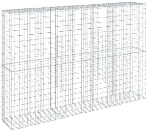 vidaXL Cesta de gaviones con Cubierta Hierro galvanizado 300x50x200 cm, Muro de gaviones, Muro de contención de gaviones, Valla de gaviones, gaviones