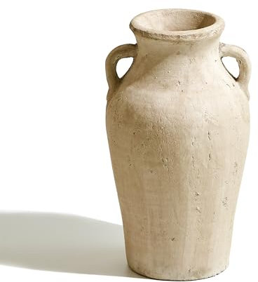 LB2 Vaso in ceramica rustico, alto 34 cm, vaso in terracotta cotta, decorazione rustica, vaso di fiori decorativo in ceramica per la casa