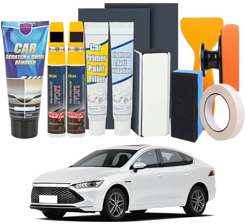 Lalieffacely Reparador Arañazos Coche, Pulimento Coche Arañazos, Kit de Quita con Pasta y Pintura para Reparación de Arañazos de Pintura y Ramitas y Clavos (Negro puro + Negro perla)