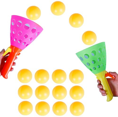 SZZETK 14 PCS Actividades de Juego Interior al Aire Libre para Niños, 2 Canastas de Lanzadores de Captura y 12 Bolas, Juguetes de Fiesta de Navidad para Campamento 5 6 7 8 9 12+ Adultos