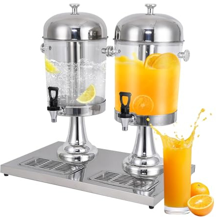 BAVNNRO 4.5 Gallon Drink Dispensers for Parties, Beverage Dispenser with Stand, Commercial Hot Cold Juice Dispenser with Ice Container and Stainless Steel Drip Trays for Beer, Water Lemonade