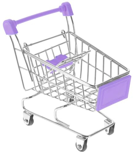 VICASKY Mini Shopping Cart Tiny Shopping Grocery Cart for Desk Storage Mini Supermarket Storage Toy Supermarket Handcart Decoration for Kitchen Office Bedroom 1 X Miniature