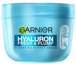 Garnier Hyaluron Fresh & Plump Hydrating Sorbet Cream, 4% Hyaluronic Acid & Niacinamide, Ultra Fresh & Light, For Dehydrated Skin, Cruelty Free International & Vegan - 85ml​