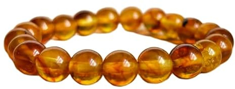 WORLD WIDE GEMS 8 mm naturlig bärnstenssten | rund sten med slät midja | orange sten | energiskt elastiskt armband | helande armband | handgjorda smycken | WW_WOSB_00082