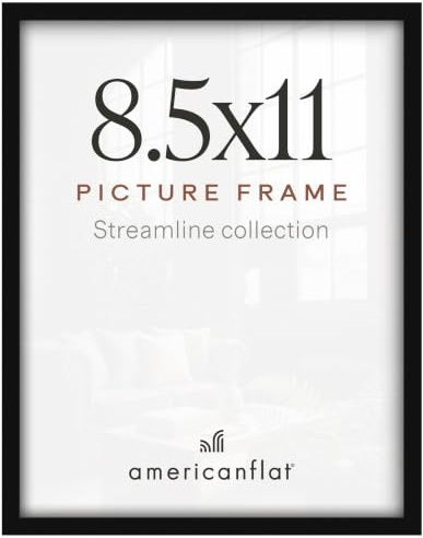 Americanflat 8.5x11 Picture Frame - Slim Molding - Black