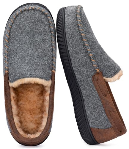 RockDove Hearthfire Chaussons mocassins en mousse à mémoire de forme pour homme, Charbon, 41 EU