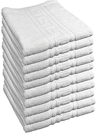 ROYAL EUROPE TEXTILE SL Toallas de Ducha, 100% algodón, Medidas 70x140 cms. Acabado en Greca Color Blanco. 450 Gramos/m2. Set de 10 Toallas.