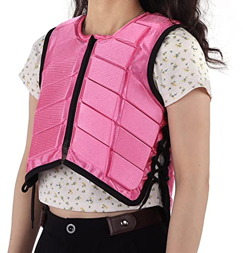 Kids Equestrian Protective Vest, Professional Safety Equestrian Vest, EVA-Padded Horse Riding Protective Gear Body Protector Sportswear Shock-Absorption Waistcoat for Children Boys Girls (CM, Pink)