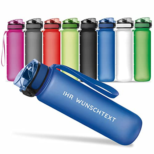 #teamludorf CAMPOS 2.0 Trinkflasche 1L Blau – BPA-frei, auslaufgehemmt – Sportflasche für Fitness & Arbeit – personalisierbar – Tritan Wasserflasche mit Handschlaufe (2. Gen)