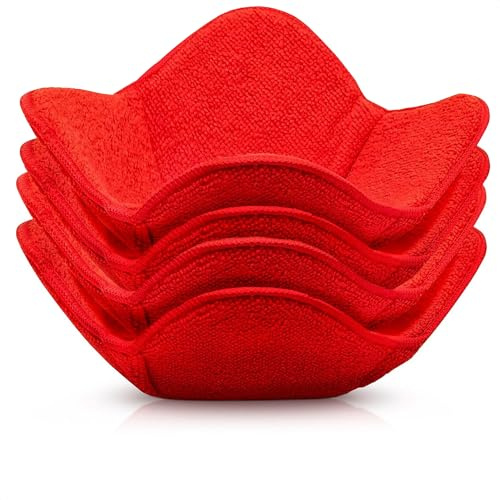 Microwave Bowl Cozies Warmers Food Microfiber Heat Resistant Food Warmer Set Microwave Safe Hot and Cold Bowls Holder Without Burning Your Hands Set of 4 Microwave Bowl Holders (Red)
