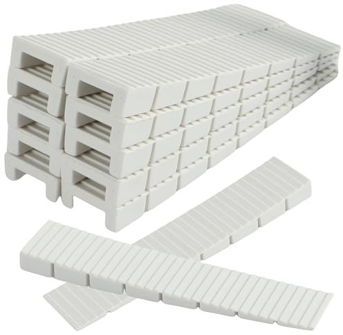 60 cunei in plastica per livellare, antiscivolo, impilabili, non marciscono mai, spessori da tavolo per porte, finestre, capannoni, elettrodomestici, WC (bianco)