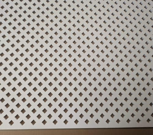 Wooden mesh Decorative Panel, Wall partition, Radiator Cover Grille, Cut-Outs, Kitchen Furniture, Laser Cut in 3mm Thick MDF (Size 1200mm x 620mm) Diamond D7. Made in The UK. (Primed White)
