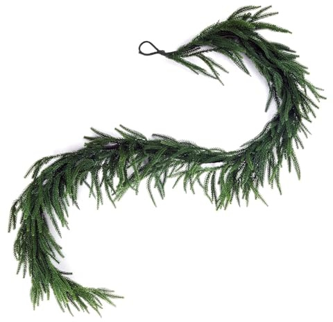 150/180/270 cm konstgjord furu nål rotting mjuk gummi tall cypress vinstockar juldekoration verklighetstrogen mjuk nål rottinggirlang, för hem öppen spis vägghängande (grön, 150 cm)
