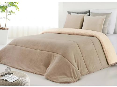 GREATOYAR Edredón Nórdico Borrego, Edredon con Sherpa y Coralina, Ideal para Invierno, para Cama de 135cm y 150cm, Edredón Cama Matrimonio y Sofá para Invierno, Cálida y Suave, 240x250cm, Marrón Claro