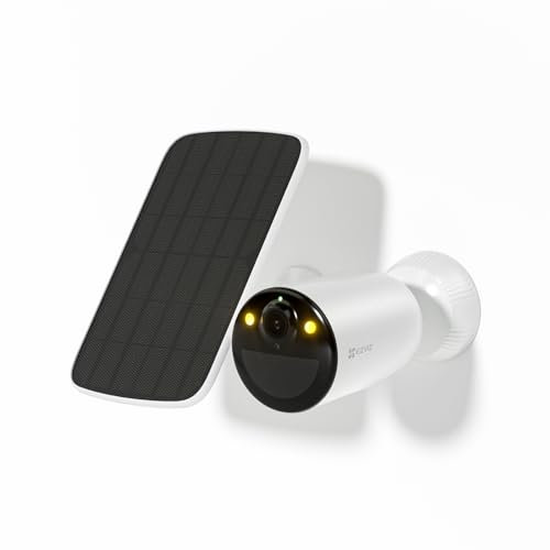 EZVIZ CB3 Kit 4G Camara Vigilancia Exterior 2K con Batería Recargable 5200mAh, AOV Modo, Detección de Persona/Vehículo, Visión Nocturna en Color, Audio Bidireccional, Defensa Activa (No WiFi No SIM)