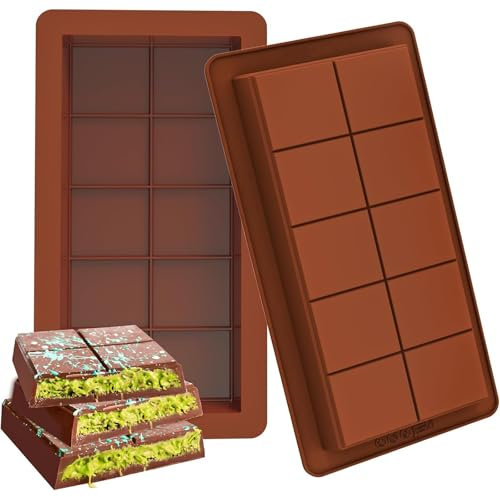 Lot de 2 moules à chocolat en silicone profonds avec 10 cavités pour chocolat, praline, bonbons